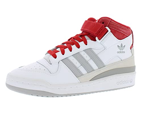 Image of adidas Originals Forum Mid Mens Shoes Size 7.5, Color: Footwear White/Scarlet/Grey Two