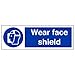 Produktbild vsafety 41061 ax-r "Wear Face Shield" Pflicht Schutzbekleidung Zeichen, starrer Kunststoff, Landschaft, 300 mm x 100 mm, blau