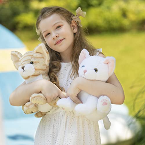 Karister 3 Cats Stuffed Animals,Golden Tabby Cat Toy&White Cat Plush&Black And White Kitten Plush #TOP2