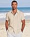 COOFANDY Men's Cuban Guayabera Shirt Short Sleeve Button Down Shirts Casual Summer Beach Linen Shirts Beige