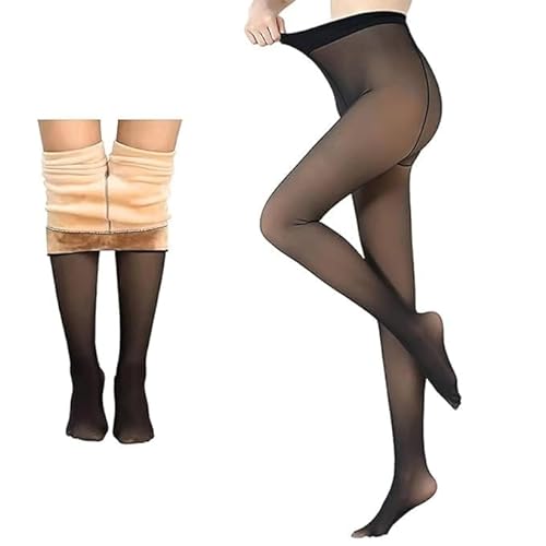 Image of FLYNGO Women Skinny Fit Mid Rise Winter Wear Warm Fleece Thermal Leggings Tights Pants, Waist Size : 26 to 34 (Fake Translucent)