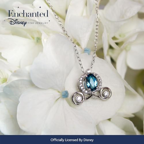 Jewelili Disney Princess Cinderella Inspired Carriage Pendant Necklace for Women with 1/10 CTTW Diamond and London Blue Topaz in Sterling Silver Enchanted Disney Fine Jewelry3