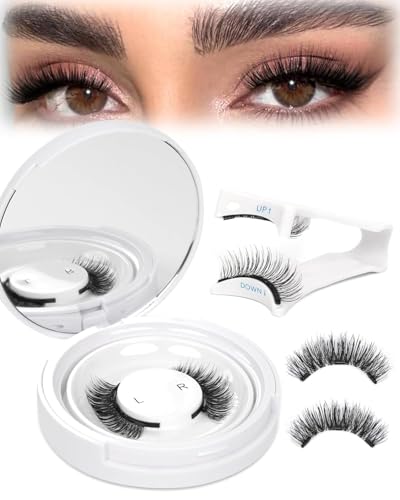 Strukturpaste Magnetische Wimpern Ohne Kleber & Ohne Eyeliner Wiederverwendbar Natürlicher Look Künstliche Magnet Wimpern mit Applikator & Spiegelbox Einfach Tragen für Alltag Party Reise