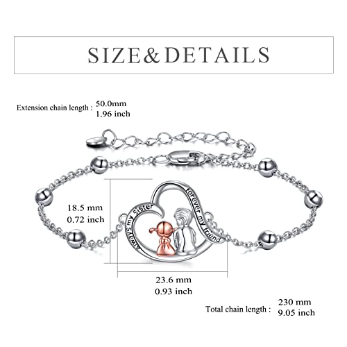 CRMAD Brother and Sister Bracelet - Sterling Silver Jewelry Gift from Brother (17.5+5cm)3