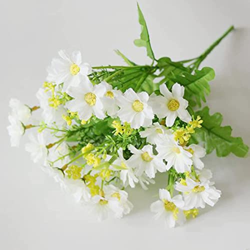QZQJUILU Flores Falsas Un Ramo de 7 Ramas y 28 Hermosas Margaritas de Seda Flores Artificiales Decoración de Mesa para Bodas, Fiestas y Salas Familiares