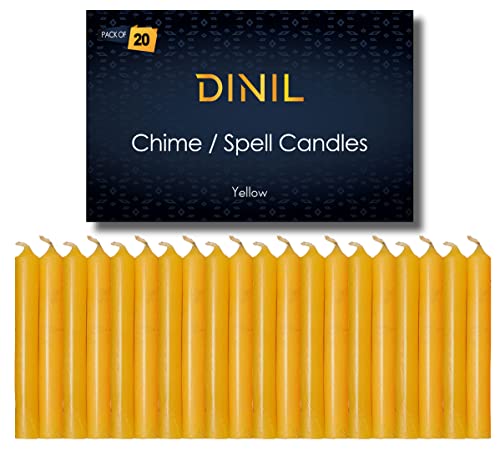 Dinil Yellow Spell Candles, 4 Inch Mini Chime Candles, Set of 20