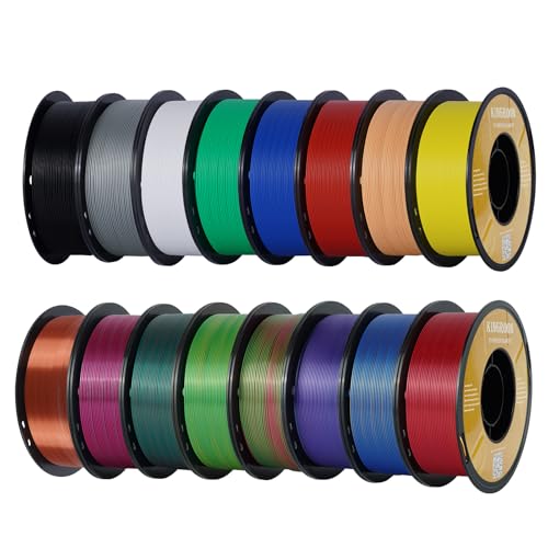 Image of Kingroon PLA Filament, Multicolor Silk PLA Filament, Tri Color 3D Printer Filament, 1.75 mm, Dimensional Accuracy + /- 0.03 mm, 16kg Spool(35.2lbs) 16 Rolls, 16 Different Multicolor Filaments