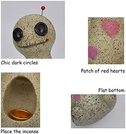 2-Pack Right & Left Tilted Voodoo Doll Cone Burner Backflow Resin Incense Burner Holder, Smokes Out of Mouth Eyes, Perfect Desktop Decorations & Festival Gifts for Home Office Meditation Yoga Room