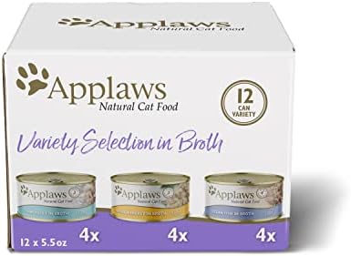 Applaws Wet Cat Food, 12 Pack, Limited Ingredient Canned Wet Cat Food, Variety of Flavors in Broth, 12 x 5.5oz Cans