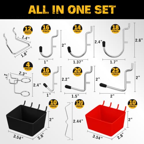 297-Piece-Pegboard-Hooks-Kit-Peg-Board-Organizer-Accessories-with-Bins-for-Organizing-Various-Tools-Fit-18-or-14-inch-Pegboard-for-Hanging-Storage-Garage-Workshop-Craft-Room