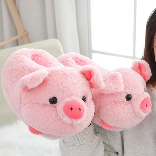 LELEBEAR Pig Slippers-Pig Slippers for Women, Kawaii Piggy Cotton Slippers, Pink Plush Cozy Cute Animal Slippers3