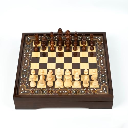 PARK&OZ 15.7 INCH Turkish Premium Wooden Chess Set with Special