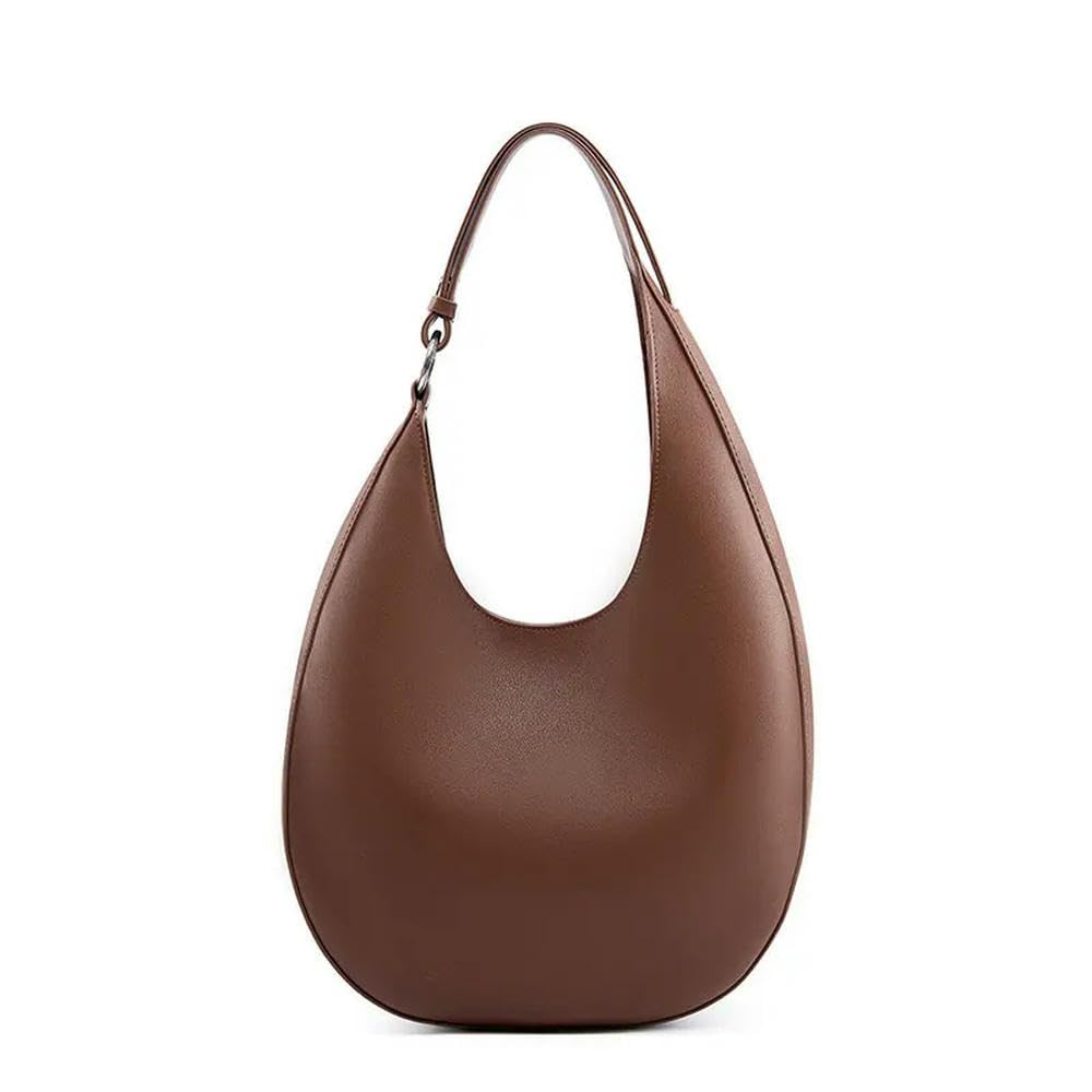 ZBDZSW Bolsos de Mano de Cuero Genuino Bolso de Hombro de diseñador de Lujo de Moda para Mujer Bolsos de Mano de Media Luna de Gran Capacidad de Piel de Vaca de Calidad 2516-Coffee