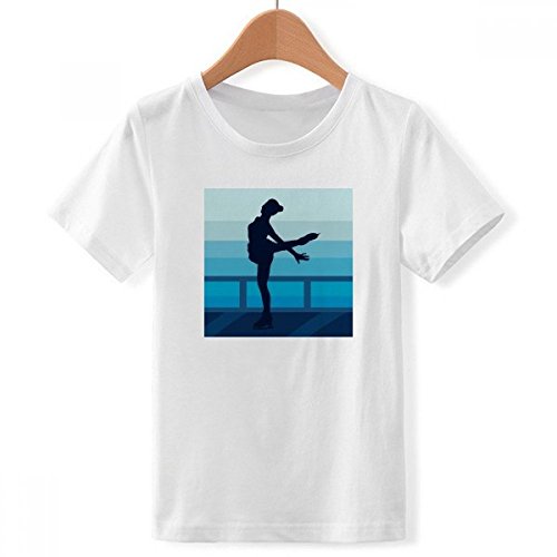 T-shirt patinage blanc col rond coupe très grande taille pour garçon sans serrer le cou
