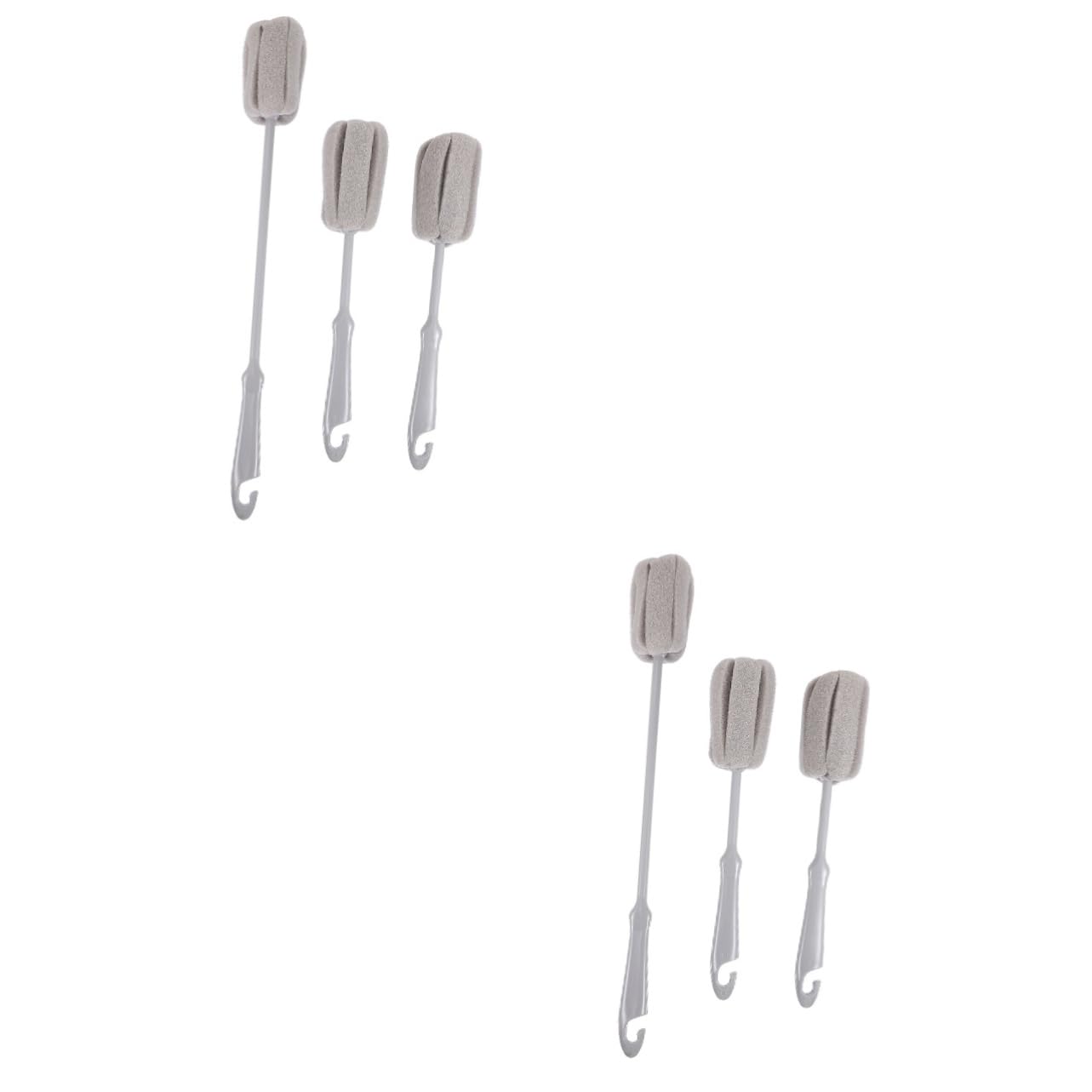 SEWOART 6 Pcs Cup Brush Bottle Cleaner Tube Cleaning Brush Water Bottle Handle Bottle Brush Cup Cleaner Empty Diffuser Bottles Pan Scrubber Bottle Brush Cleaner Grey Sponge