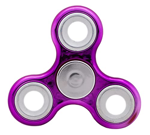 Toyland® Fidget Hand Spinner - Soulagement du Stress et de l'anxiété - 38 Motifs au Choix (Anneaux Violets et argentés métalliques)