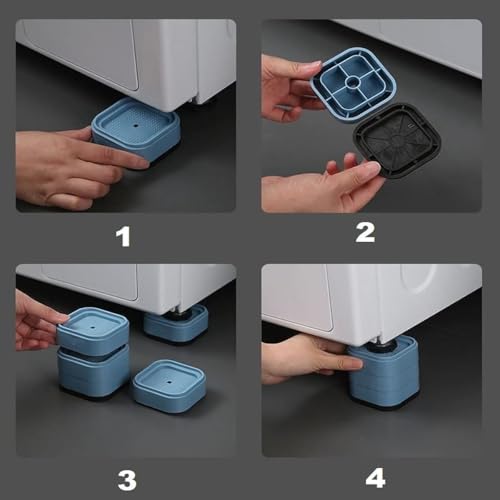 Image of 3-Inch Stackable Bed Risers & Adjustable Furniture Leg Extenders.Anti-Slip, Vibration-Absorbing Beds,Desks, Sofas,Tables,Chairs Refrigerators Noise Cancelling,Washing Machine Pads (Pack of 8)