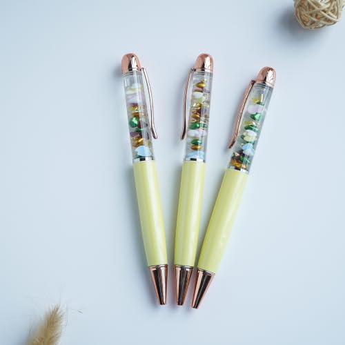 Image of Heart Ballpoint Pen Unique Floating Glitter Stationery Perfect Valentines Birthday Party Favor Gifts(Yellow)