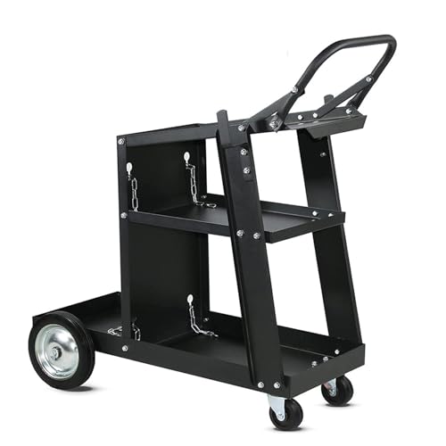 Image of Welding Cart 3 Tier Trolley Chains Plasma Cutter Mig Arc Tig Welder 80kg Storage
