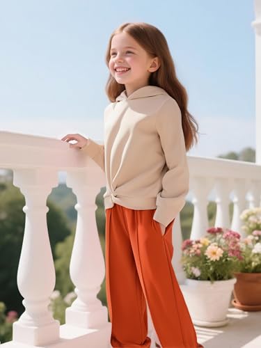 Image of Girls Clothing Set 2PC Outfits Crop Hoodie & Wide Leg Pants Fall Fashion Sweatshirt Set