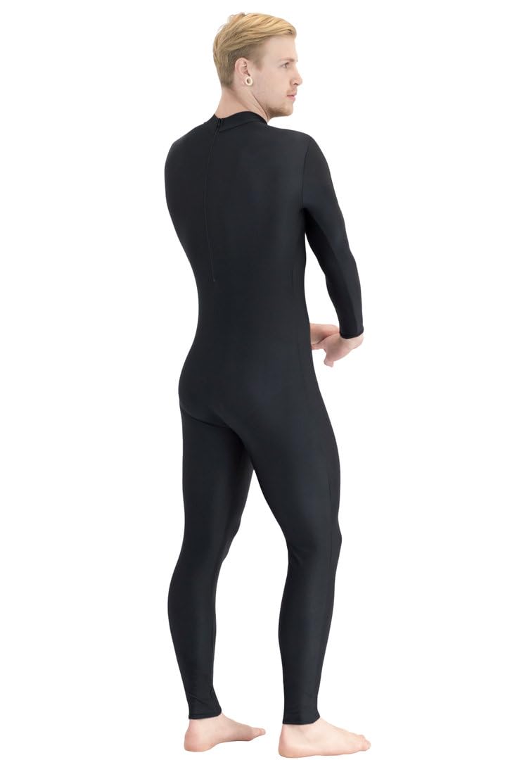Herren Ganzanzug lange Ärmel lange Beine Kragen Rückenreißverschluss Jumpsuit Catsuit Overall 80% Polyamid 20% Elasthan