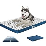 Soporte firme y fácil de limpiar - Este colchón de cama para perros está hecho de espuma de alta densidad de calidad, que le dará a sus mascotas un apoyo firme adecuado. La cubierta extraíble con cremallera hace que sea fácil mantener la cama para mascotas en condiciones limpias y cómodas.