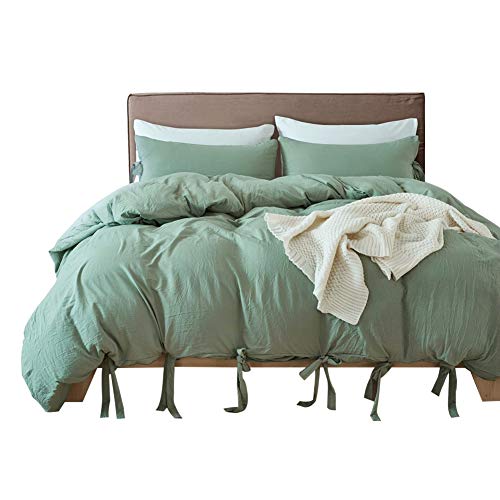 HOTNIU Parure de lit 3 pièces avec Housse de Couette Douce, légère et Confortable et Respirante, Polyester, Vert, Simple Cover