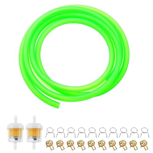 Image of PRO BAT 16.4 Ft 0.2'' I.D. Gas Fuel Line Tube + 20pcs 0.35 inch I.D. Hose Clamp | 2pcs Fuel Filters for ATV Dirt Bike Go Kart Moped Pocket Bike Most of Chinese Scooter & Stratton Small Engines Green