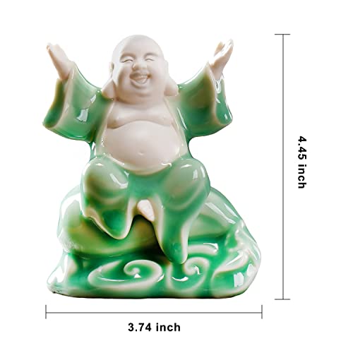 Estatua pequeña de Buda sonriente verde para buena suerte miniatura 5