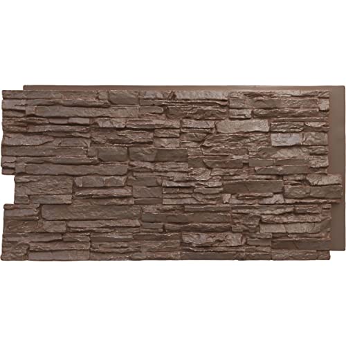 EverStone Canyon Ridge Faux Stone Panel, 45 3/4"W x 24 1/2"H x 1 1/4"D, Autumn Bronze Color