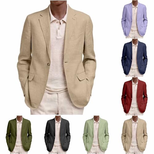 KDEIHT Sakko Herren Business Blazer Revers Anzugjacke Mode Einfarbig Mantel