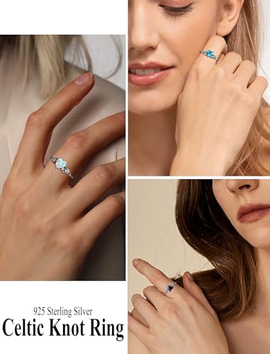 Celtic Knot Rings for Women 925 Sterling Silver Solitaire Ring Wedding Engagement Band Heart Birthstone Jewelry Size 5-103