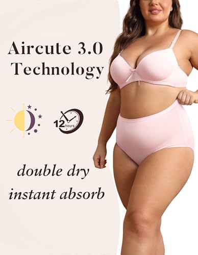 Image of AIRCUTE Washable Urinary Incontinence Protective Underwear for Women Leak Proof Absorbent Reusable Panties 60ML 1 Pack (Pink, Large)