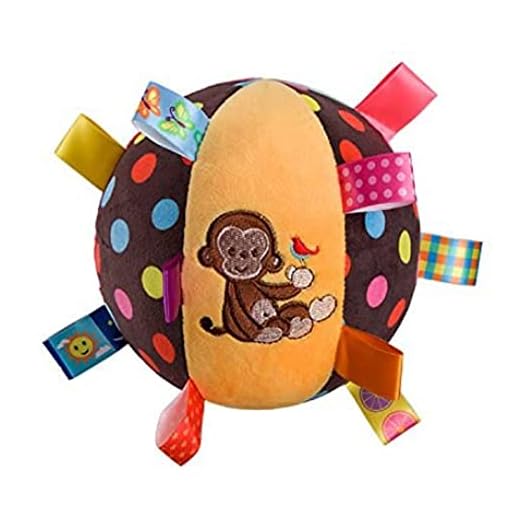 Inchant Interactive Animal Sounds Crawl Ball Toy for Babies and Toddlers - Colorful Tags Chime Ball - Soft Plush Sensory Rattles for Boys and Girls