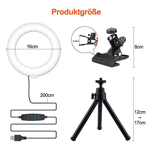 YIKANWEN Videokonferenz-Beleuchtungsset, Dimmbare LED Ringlicht mit Clip und Ständer, Webcam-Ringlicht für Fernarbeit… – Bild 8