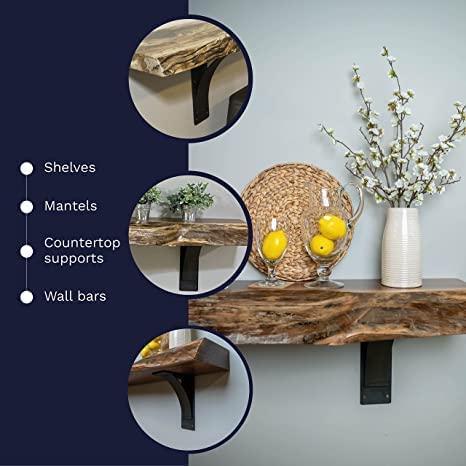 Rrd Steel Mantel Brackets Heavy Duty (2 Pack) - Fireplace Mantel Brackets - Countertop Support Bracket - Hand Welded Steel Brackets - Mantel Bracket Rustic Farmhouse Decor (7"X12" Natural Steel Color) #TOP3