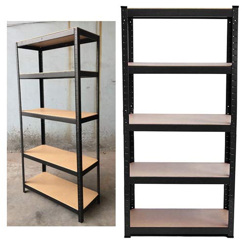 BRIEFNESSShelving Units for Storage, Freestanding Boltless Racking, H 150 x W 70 x D 30 Cm 5 Tier Shelf 875KG Capacity, Storage Shelves Unit Workbench for Workshop Shed Garage Kitchen, Black