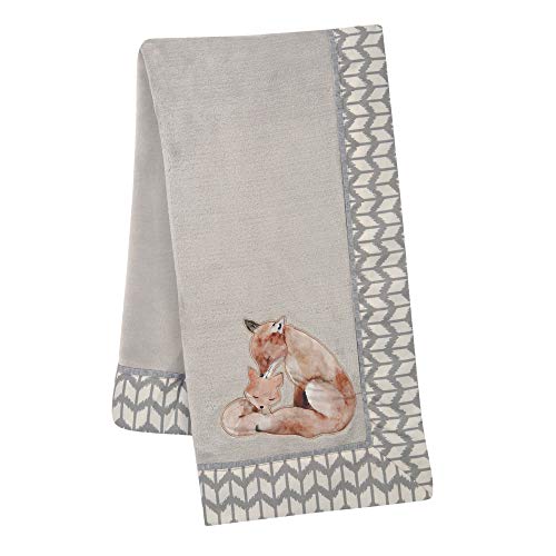 Image of Painted Forest Fox Coral Fleece Baby Blanket - Gray