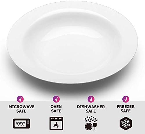 Y YHY Pasta Bowls and Plates,20 Ounces White Soup Bowl Set of 4, Porcelain Bowl Set for Eating, Microwave & Oven Safe