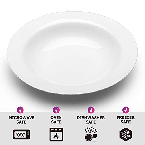 Y Yhy Soup Bowls, Pasta Bowls Set Of 4, White Salad Bowls And Plates, 20 Ounces Porcelain Wide Rim Bowls, Microwave And Dishwasher Safe, Christmas Gift #TOP6