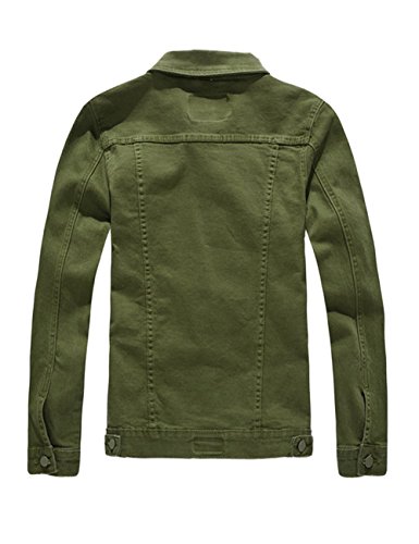 Dsdz Men`s Classic Slim Fit Motorcycle Denim Jacket Coat Green M(Asian 2Xl) #TOP1