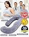 Momcozy Pregnancy Pillows for Sleeping, U Shaped Full Body Maternity Pillow with Removable Cover - Support for Back, Legs, Belly, HIPS for Pregnant Women, 57 Inch Pregnancy Pillow for Women, Grey