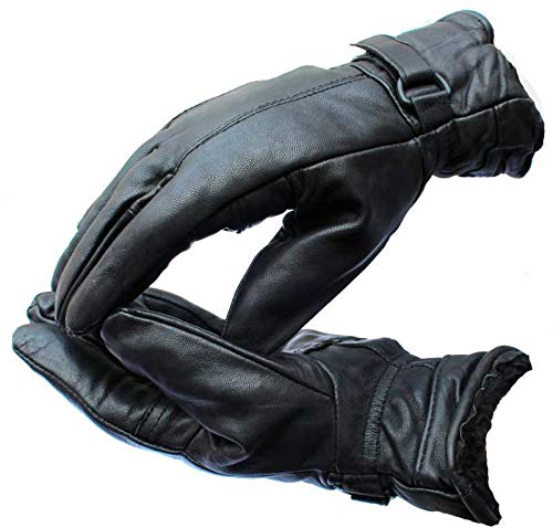 Warm Black 1 Pair Leather Snow Proof Winter Gloves for Men Boy Women Girls Ladies Protective Warm Hand Riding, Cycling, Bike Motorcycle Gloves (Black)