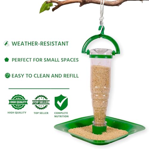 Image of Ayushi Nano Bird Feeder for Food (Green, 2 Piece)