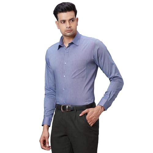 Image of Raymond Men's Pure Cotton Structure Pattern Slim Fit Semi Cutaway Collar Full Sleeve Formal Shirt