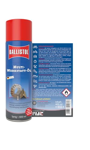 BALLISTOL 22960 Werkstatt-Öl USTA 400ml Spray – Reinigung, Schmierung, Rostschutz – Kontaktspray, Rostlöser, Farblos