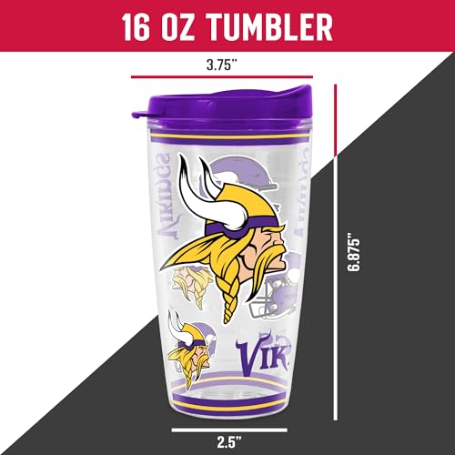 Image of Rico Industries NFL Football Double Wall Mayhem 16oz Tritan Tumbler W Lid