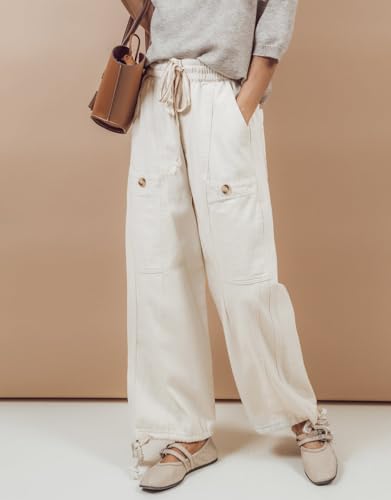 Kedera Women's Wide Leg Jeans High Waisted Pull On Baggy Jeans Cropped Denim Drawstring Pants Casual Joggers3