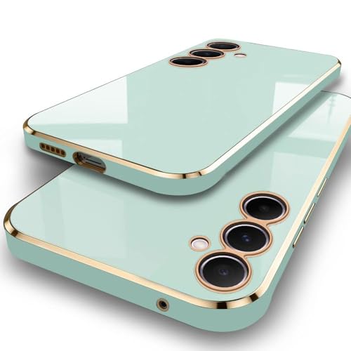 Image of TheGiftKart Luxurious Golden-Plated Back Cover Case for Samsung Galaxy M55 / M55s / F55 5G | Raised Lips for Camera & Screen Protection | Stylish Back Case for Samsung M55 / M55s / F55 5G (TPU, Green)