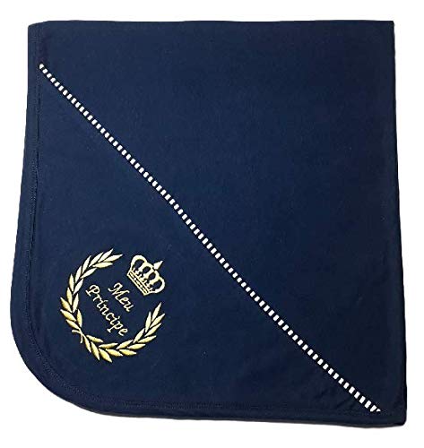 Saída Maternidade Menino Príncipe 4 Peças 100% Algodão Cor:Azul Marinho